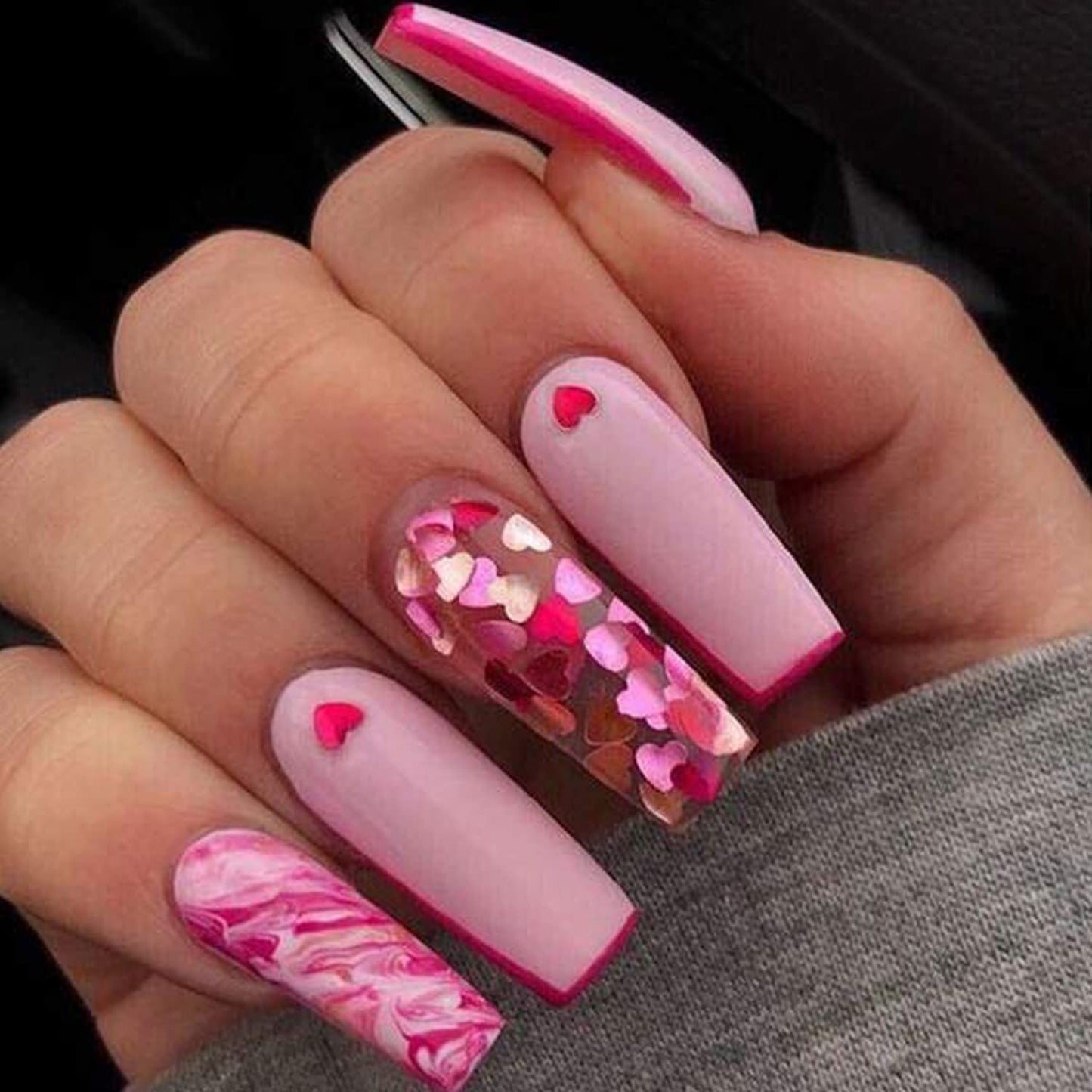 Nail Art Glitter Sequins, White and Pink 3D Glitter Flakes Designs, Love Heart Butterfly Flowers Sparkly Acrylic Nails Supplies for Women Girls Manicure Charms Decorations, DIY Resin Nail Art