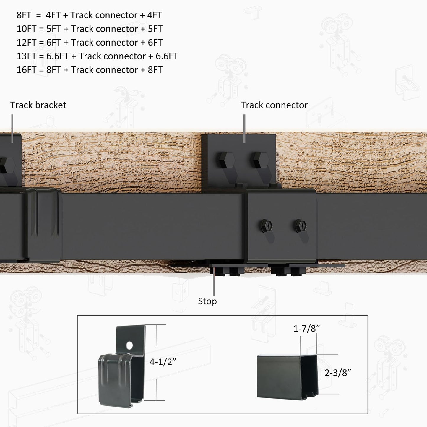 DIYHD 12FT Exterior Double Sliding Barn Door Hardware, Heavy Duty Wall Mount Box Track Kit for Outdoor Use, MAX Load 300lbs, Kit to Hang 2 Doors (Fit 36" X 2 Door)