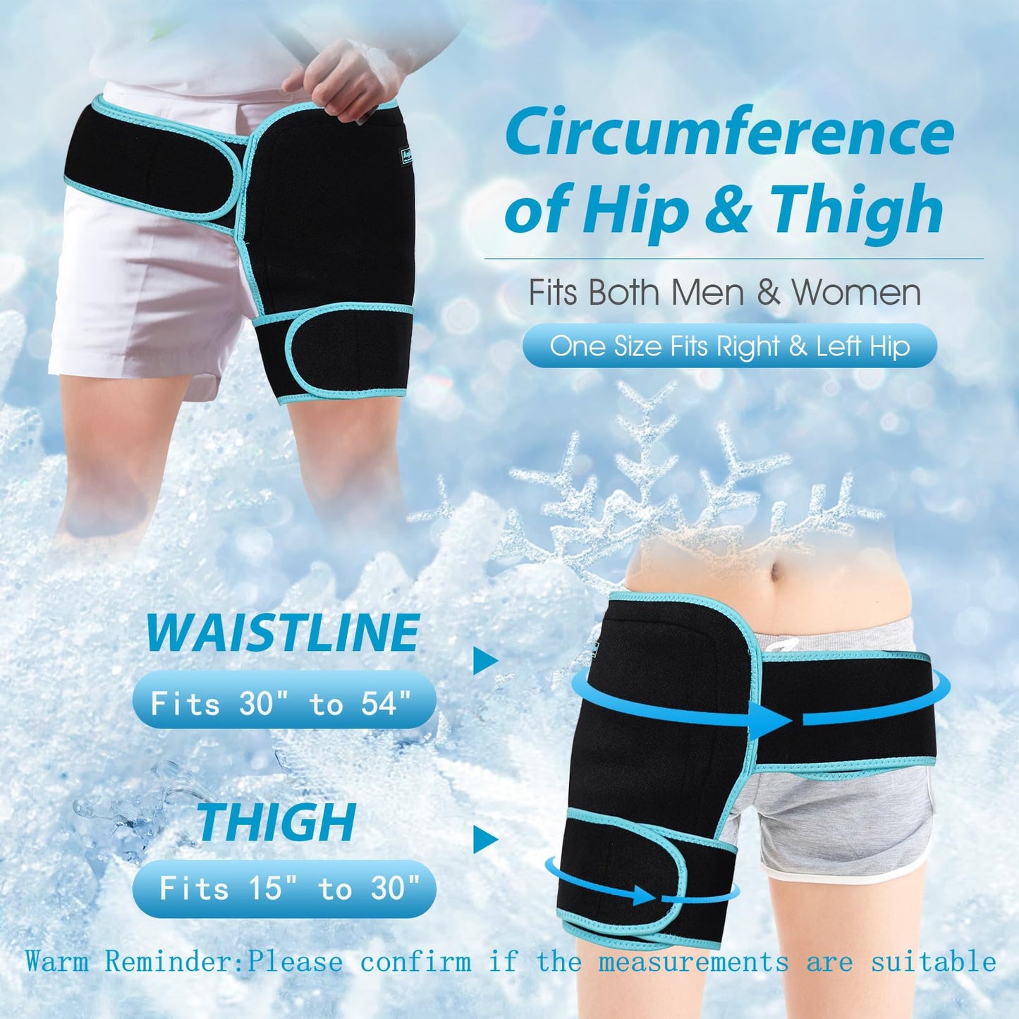 Hip Ice Pack Wrap for Injuries Reusable, Hip Brace with Hot Cold Pack for Women Men, Hip Gel Kit for Pain Relief Sciatica Nerve,Piriformis Stretcher, Hip Flexor Strain, Groin Pull, SI Joint, Hamstring