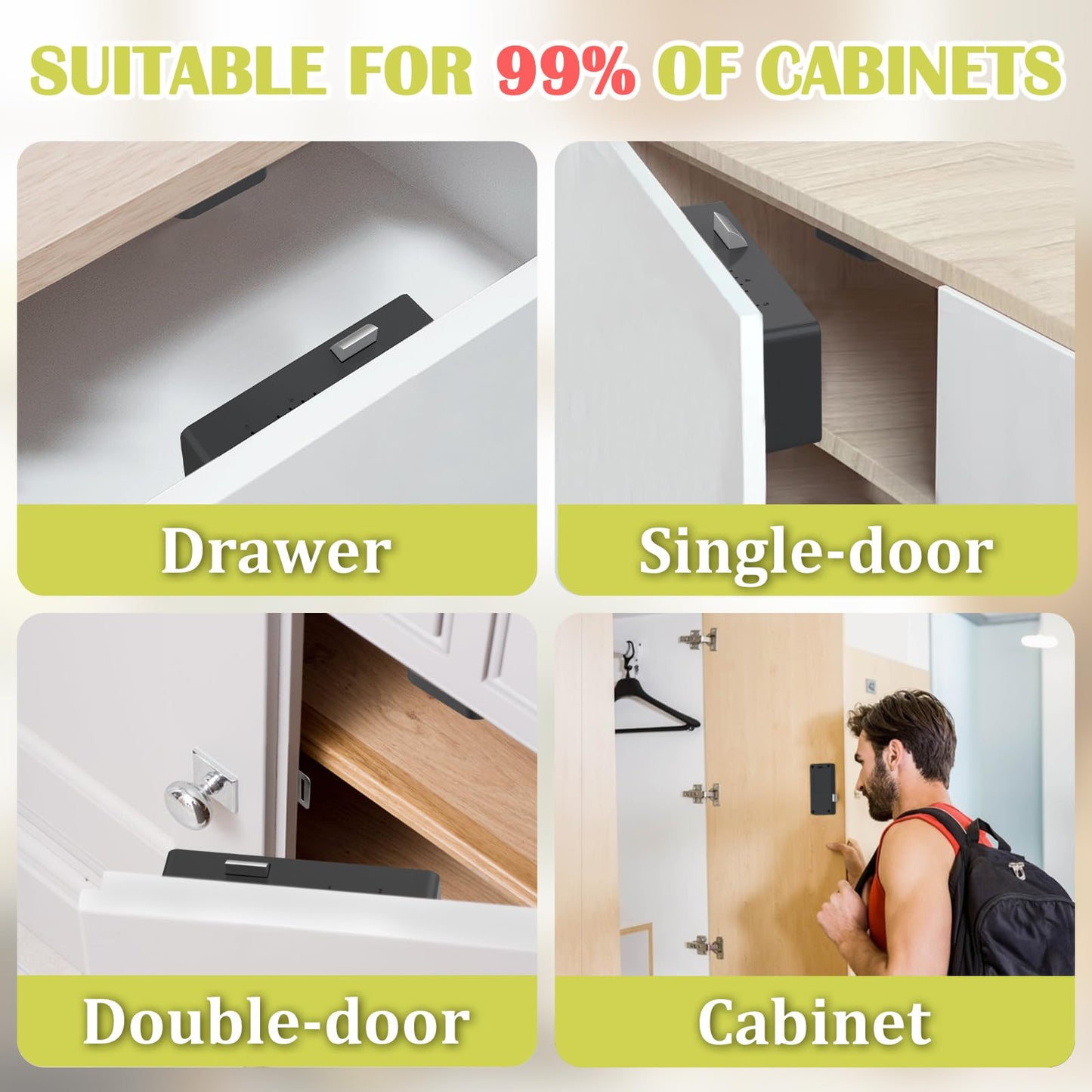 Eseesmart Smart Cabinet Lock, Hidden RFID Keyless Electronic Bluetooth Drawer Locks, Baby Proofing Child Safety Cabinet Locks for Liquor Cabinet Locker Drawer Cupboard Desk Dresser Adults
