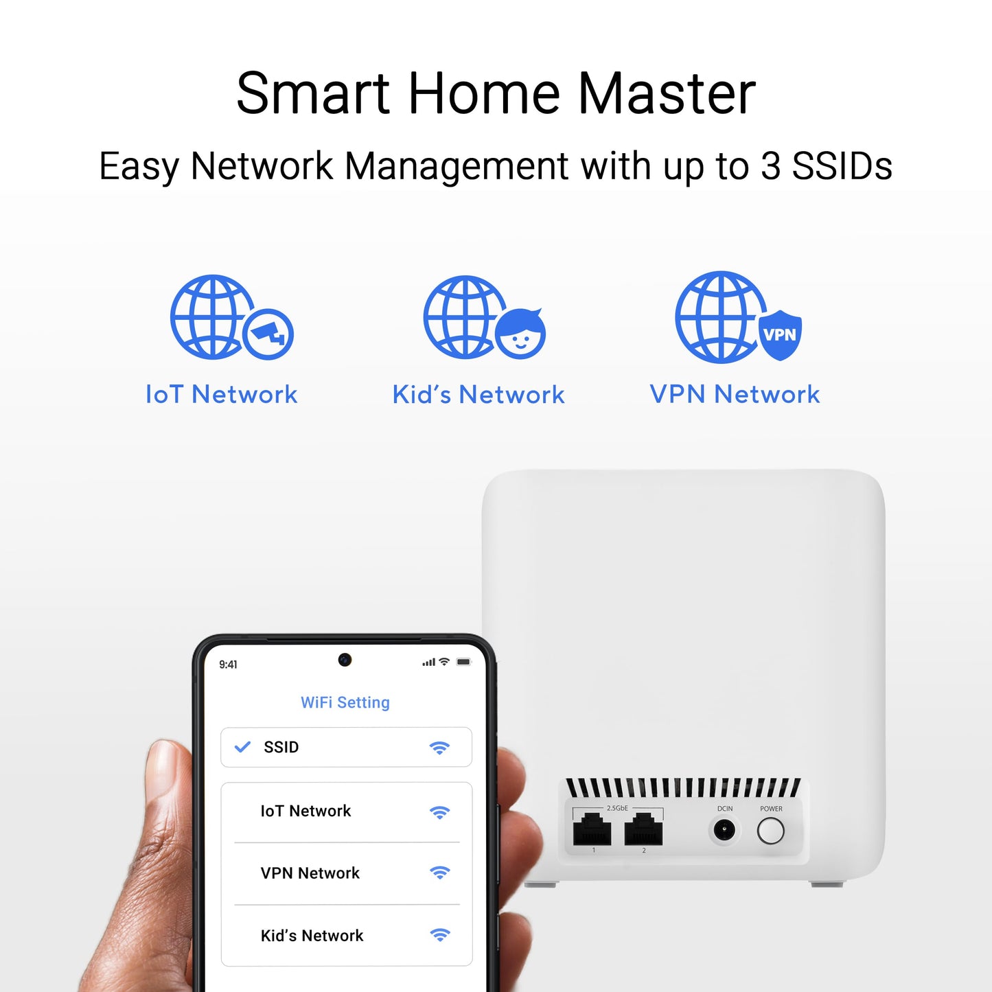 ASUS ZenWiFi BD5 Dual-Band WiFi 7 Mesh, 5000 Mbps, 6800 sq.ft (3pk), Dual 2.5G Ports, Security and Parental Controls Included, Smart Home Master SSIDs