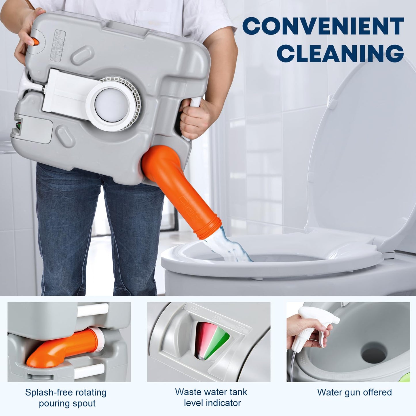Kohree Portable Sink and Toilet Combo, 5 Gal Camping Sink Hand Washing Station & 5.8 Gal Camping Toilet, Detachable Wastewater Recycled, Perfect for Outdoor Camping RV Travel Boat Garden