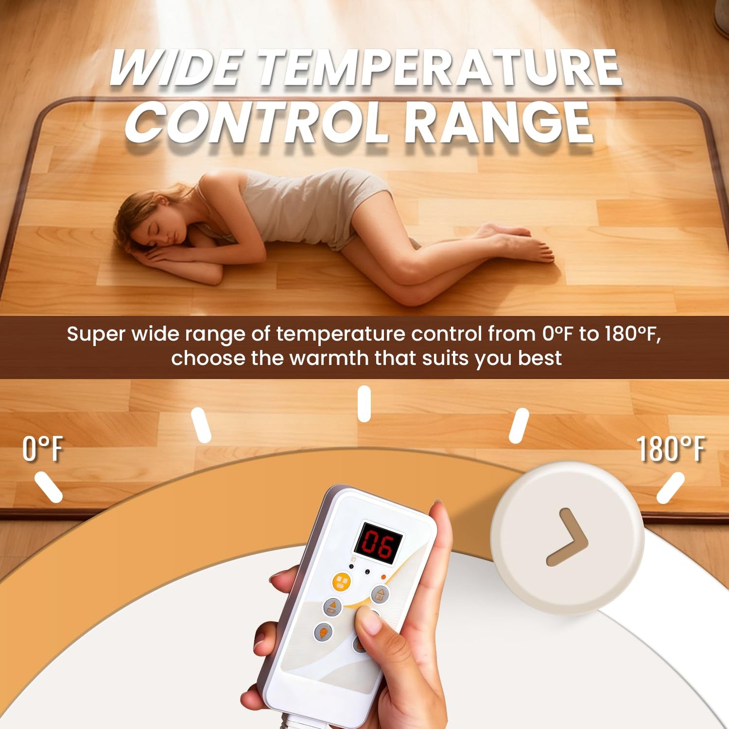 Heated Rug Mats, Heated Floor Carpet, Electric Heated Pad with Adjustable Temperature 12 Hour Timer, Radiant Floor Heater, for Yoga/Indoor/Under Desk (39x59 Inch/100x150 cm)