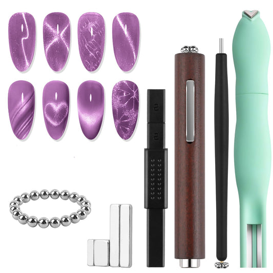 TOROKOM 28PCS Cat Eye Gel Magnet Set for Nail, 3-in-1 Multi-Function Cat Eye Gel Nail Polish Magnet Tools Multiple Style Nail Magnets Flower Beads Nail Art Tools for Nail Art Designs