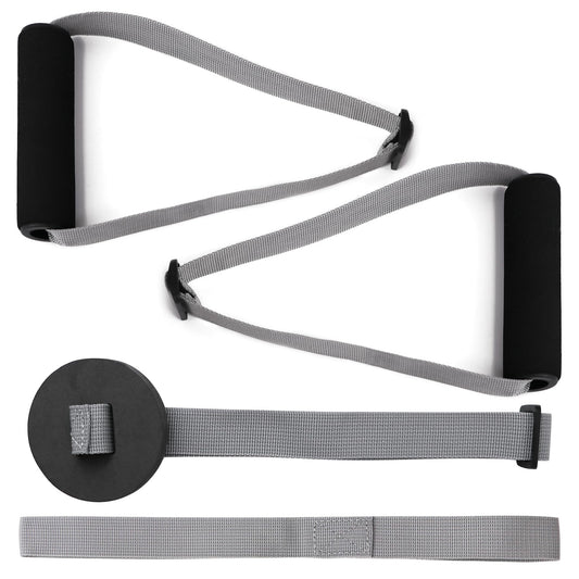 Hshbxd Resistance Band Handles & Accessories Kit for Elastic Bands & Tubes, Modern Silver and Black Nylon Exercise Strap Accessories