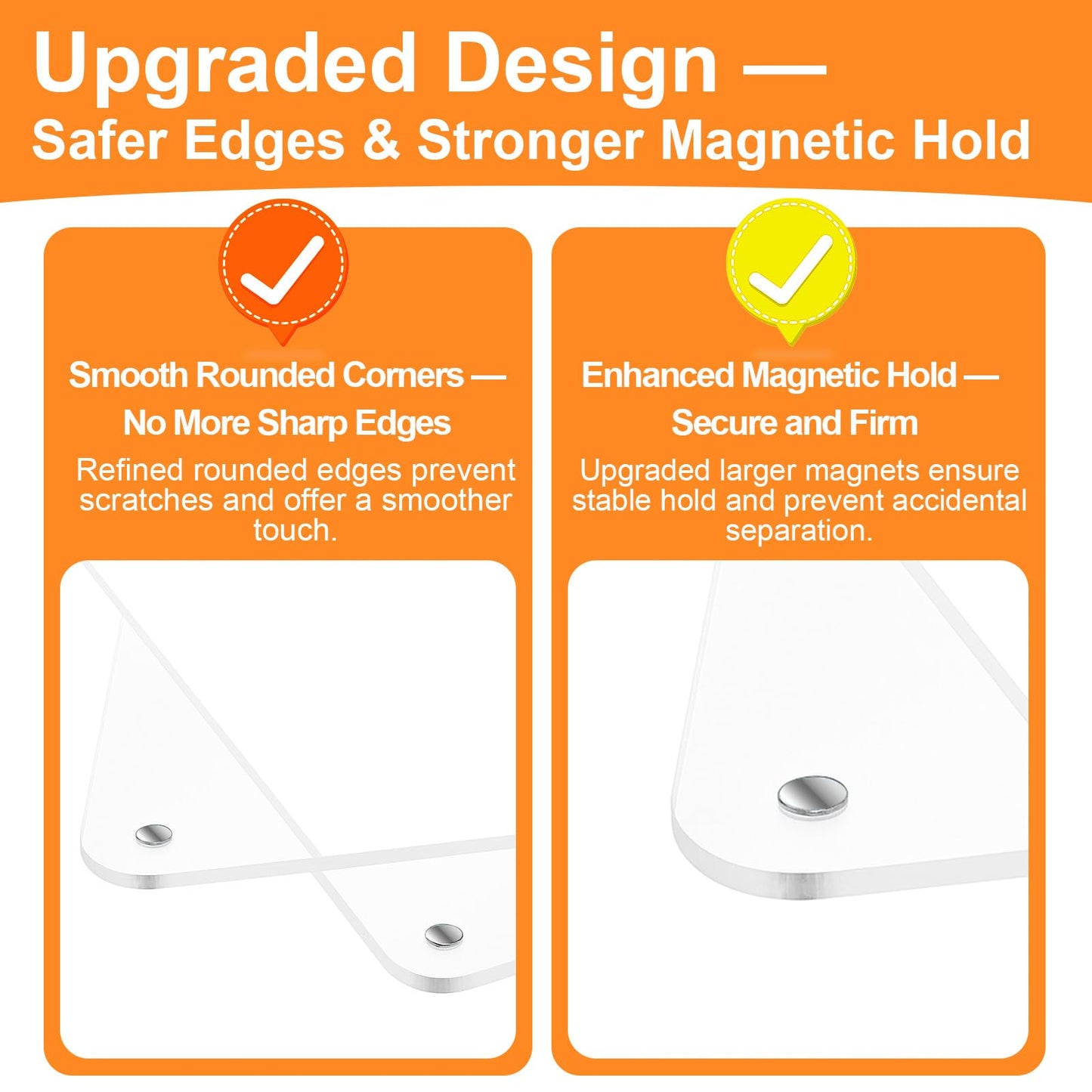 Truxwal 8.5x11 Acrylic Sign Holder Table Top with Magnetic Corners, 4-Pack, Rounded Corners – Quick Change Display Stand for Menus, Posters and Ads, Restaurant, Office, Events, Retail