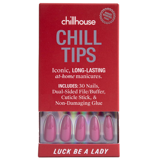 Chillhouse - Chill Tips, Press on Nails Kit - Luck Be a Lady (Long Almond) - 30 Nail Shapes & Sizes - Up to 2 Weeks Wear - Customizable Fit - Reusable - Latina Founded, Women Owned, Beauty, Self Care