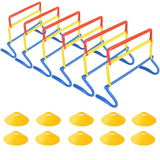 ASENVER 6 Pack Multicolor Agility Hurdles 4 Height Adjustable Speed Training Hurdles Fitness & Speed Training Equipment