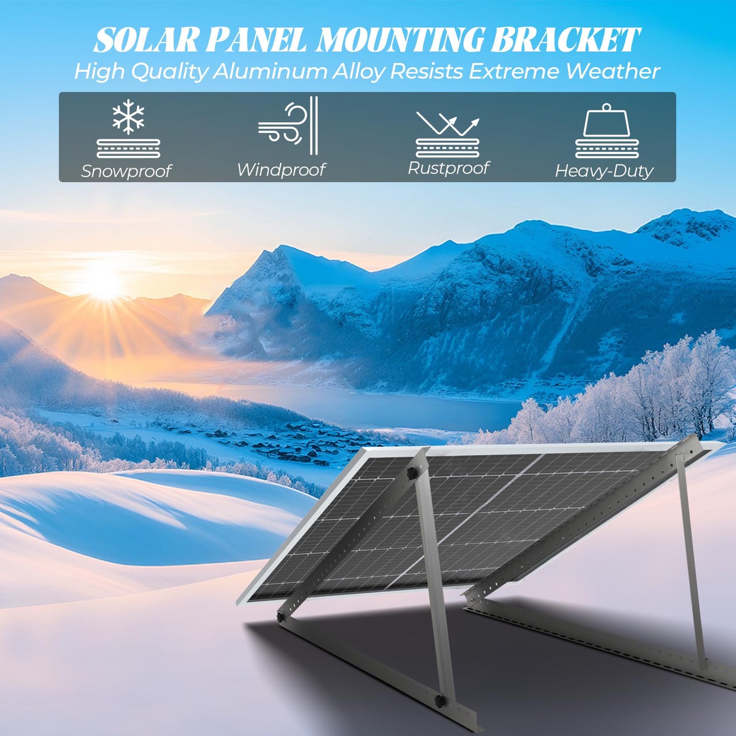 4 Sets 45inch Solar Panel Mounting Brackets, 0 to 90° Adjustable Solar Panel Mounting Rails, Fit for 150 200 400 600 Watt Solar Support Racks with Foldable Tilt Legsnel