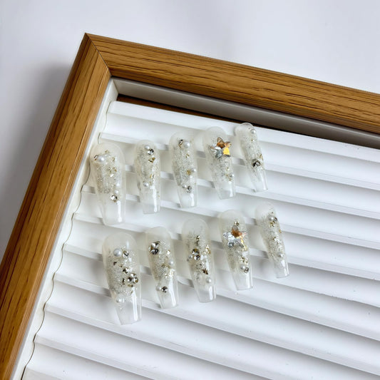 Yabonica 10Pcs Handmade Press On Nails (067P, M)