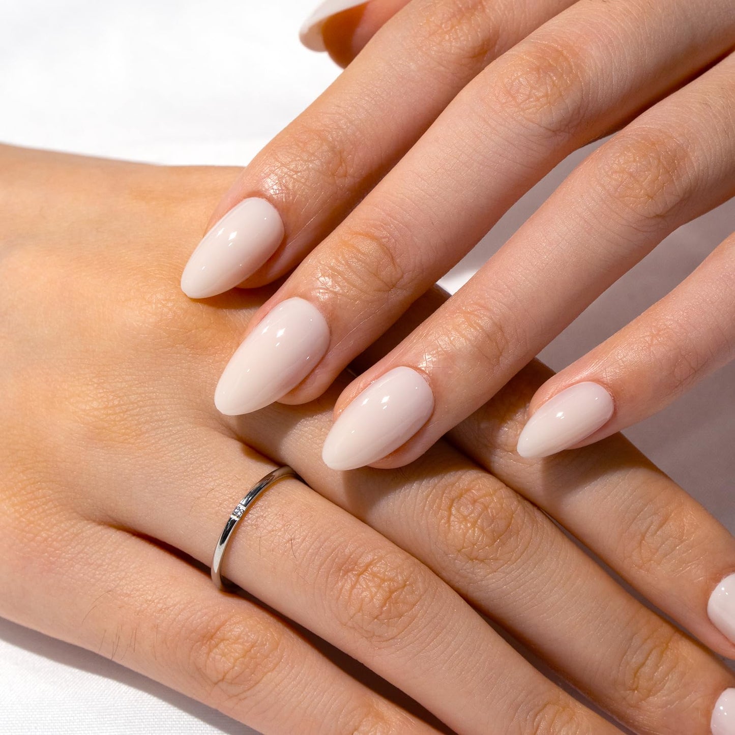 CurvLife Press On Nails – 30Pcs Soft Gel Almond Fake Nails, Reusable Glue On Nail Kit with Adhesive Tabs, Natural Fit & Salon-Quality for Women & Girls (Cream Whisper)