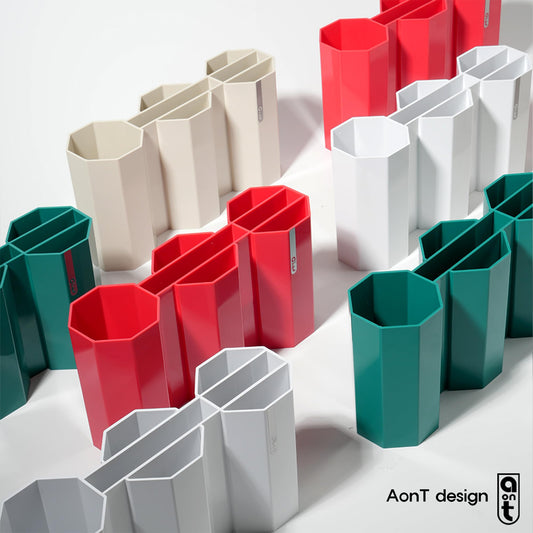 AonT Design Small Desk Organizer - Green Pen Tray & Holder (Multi-Compartment) (Made in Korea) – Modern Office Storage Supplies Organizer and Aesthetic Decor for Accessories