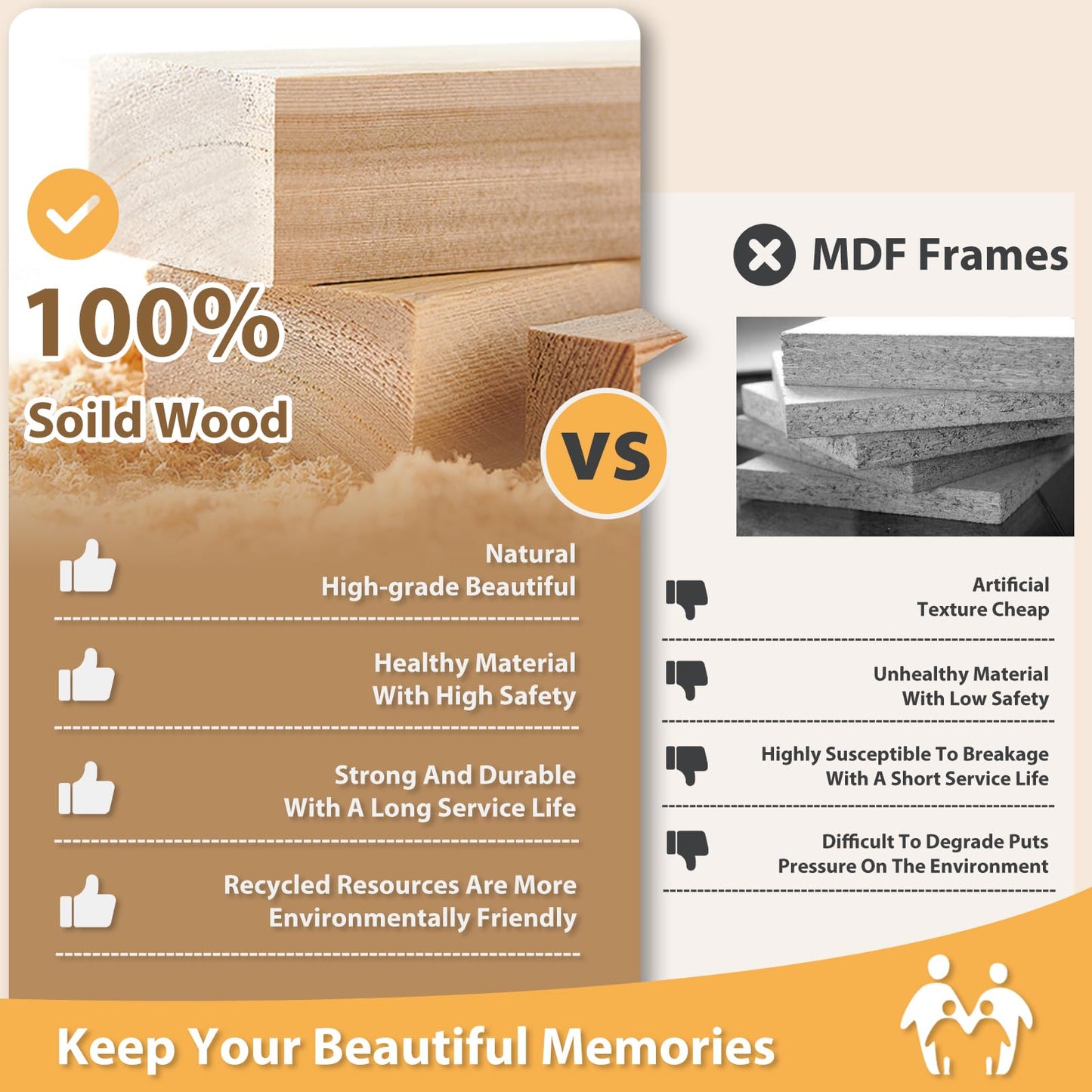 Egofine 5x7 Picture Frames 4 Pack Made of Solid Wood Covered by Plexiglass Matted for 4x6 or 3.5x5 for Table Top Display and Wall Mounting Photo Frame, Light Brown