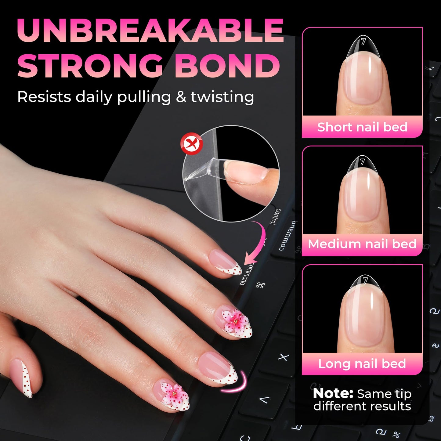 UNA GELLA Short Almond Nail Tips: 360Pcs 15 Sizes Pre-Shaped Acrylic Gel Nail Tips Half Matte Full Cover Fake Nails for Clear Press on Nails Extension DIY at Home Salon