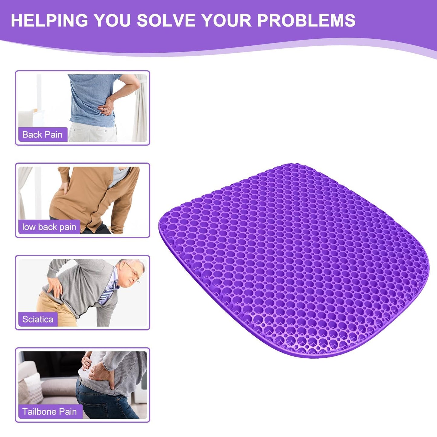 TONINT Large Gel Seat Cushion for Long Sitting with Non-Slip Cover, Soft & Breathable, Seat Cushion for Chair, Car, Office, Desk Chair, Wheelchair (17" x 15")