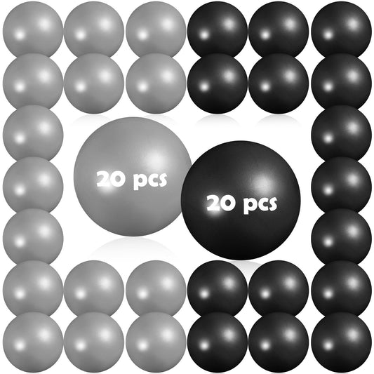 Teyva Daily 40 Pcs Small Exercise Pilates Ball Bulk 9 Inch Mini Yoga Balls Anti Burst and Slip for Stability Fitness Physical Therapy Stretching & Core Workout at Home Gym Office Class(Black Gray)