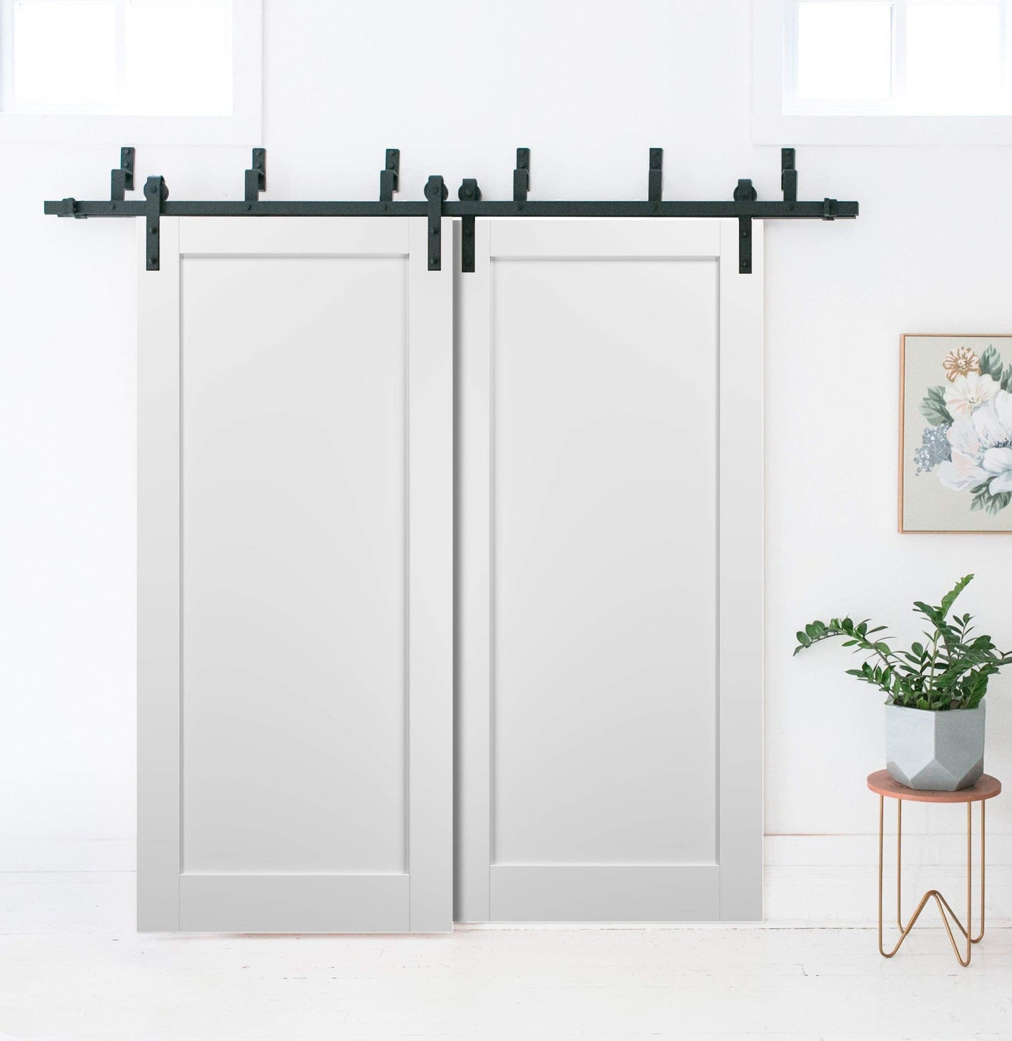 SARTODOORS Slab Barn Door Panel | Quadro 4111 White Silk | Sturdy Finished Wooden Modern Doors | Pocket Closet Sliding-42 x 96"