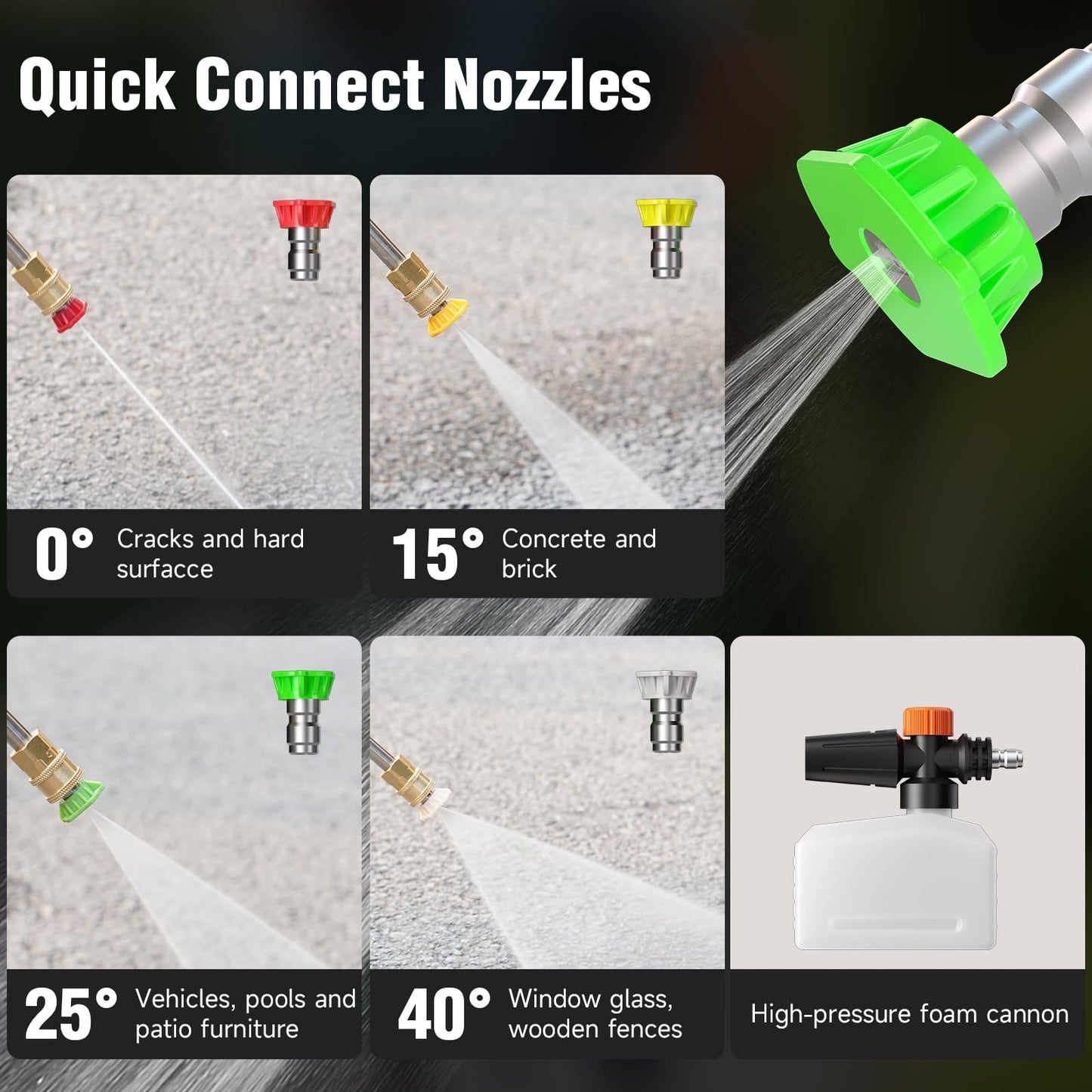AIVOLT Pressure Washer, Power Washer with 4 Quick Connect Nozzles, High Pressure Cleaning Machine with Foam Cannon for Cars/Fences/Driveways/Patios/Home Cleaning