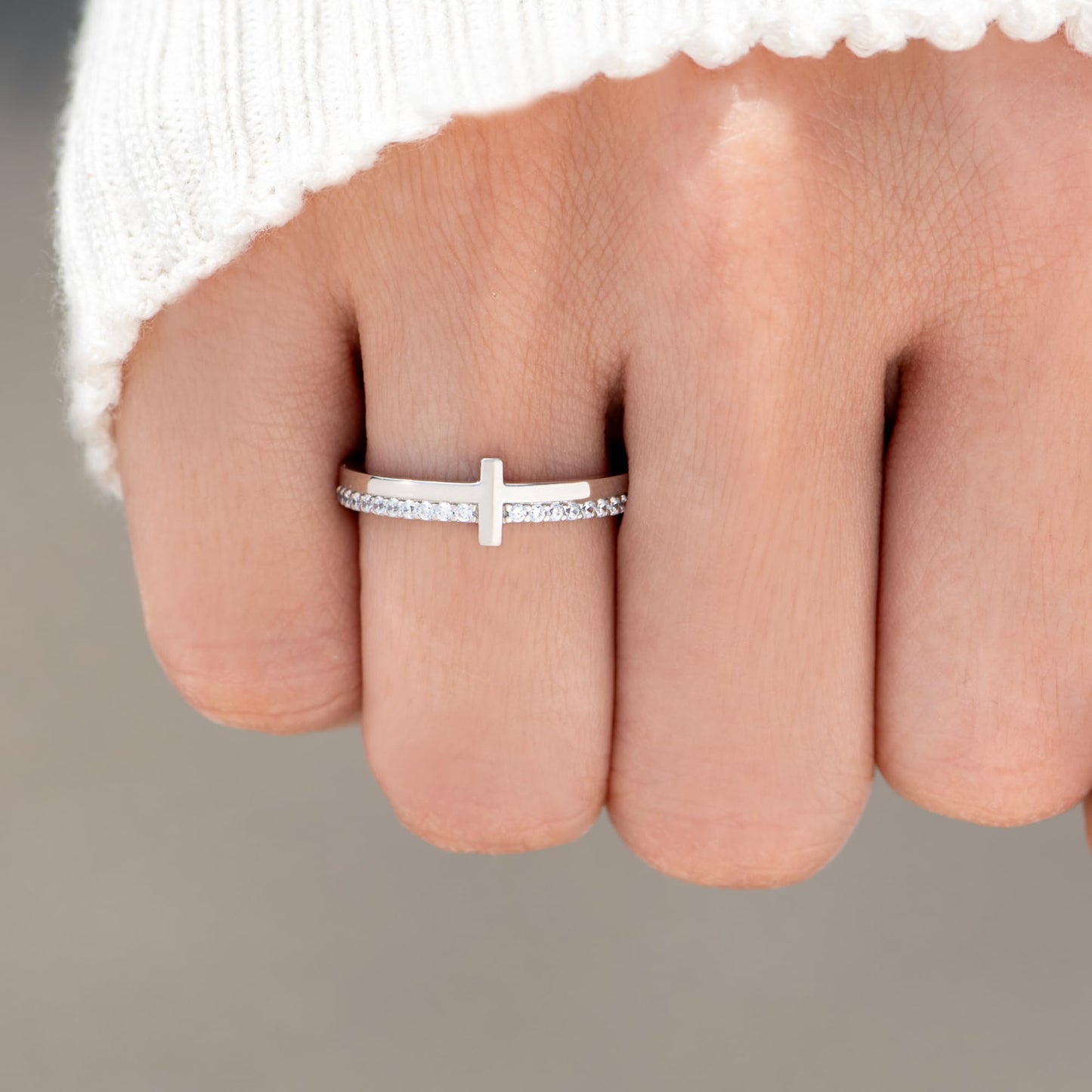 STORYJEWELLERY Cross Rings for Women, Purity Ring, 925 Sterling Silver Rings, Christian Ring, Christian Jewelry for Women, Confirmation Gifts, Baptism Gifts, Size 7
