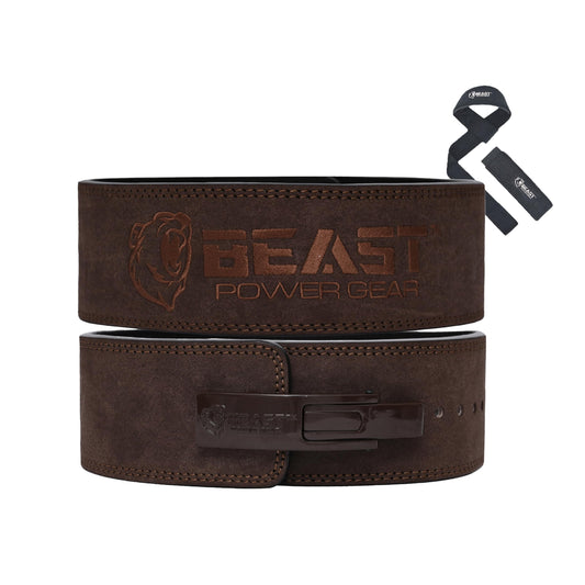 Beast Power Gear Weight Lifting Belt Lever Buckle 10MM 13MM Thick & 4 Inches Free Strap Weightlifting, Powerlifting, Deadlifts, Squats Men Women