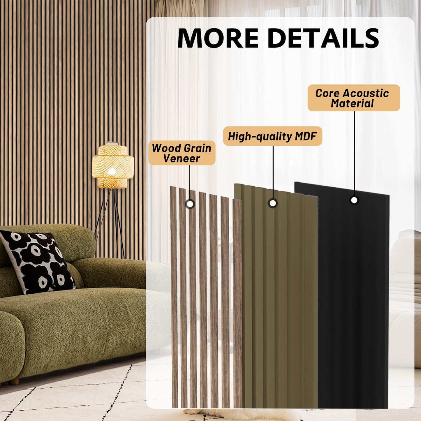 RITOLLO 4 Pack Wood Panels for Wall, 47.2"×23.6"×0.7" Wood Slat Acoustic Panels for Wall, Soundproof Panels, 3D Fluted Panels for Interior Wall Decor (Natural Walnut)
