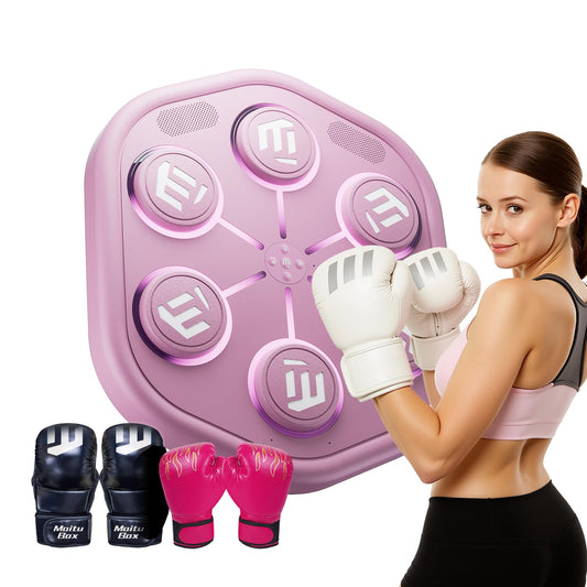 Maitu Smart Music Boxing Machine, Punching Machine with Synced LED Lights, Stereo Sound and APP Control, Wall Mounted Punching for Women, Home Gym Boxing Workout Equipment (M5-Pink)