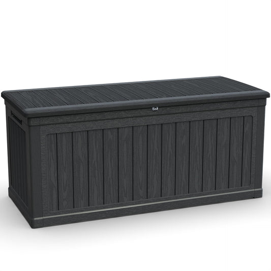 WELBEST 260 Gallon XXL Outdoor Storage Box Waterproof Resin Large Deck Box for Patio, Yard, Garden Tools, Black