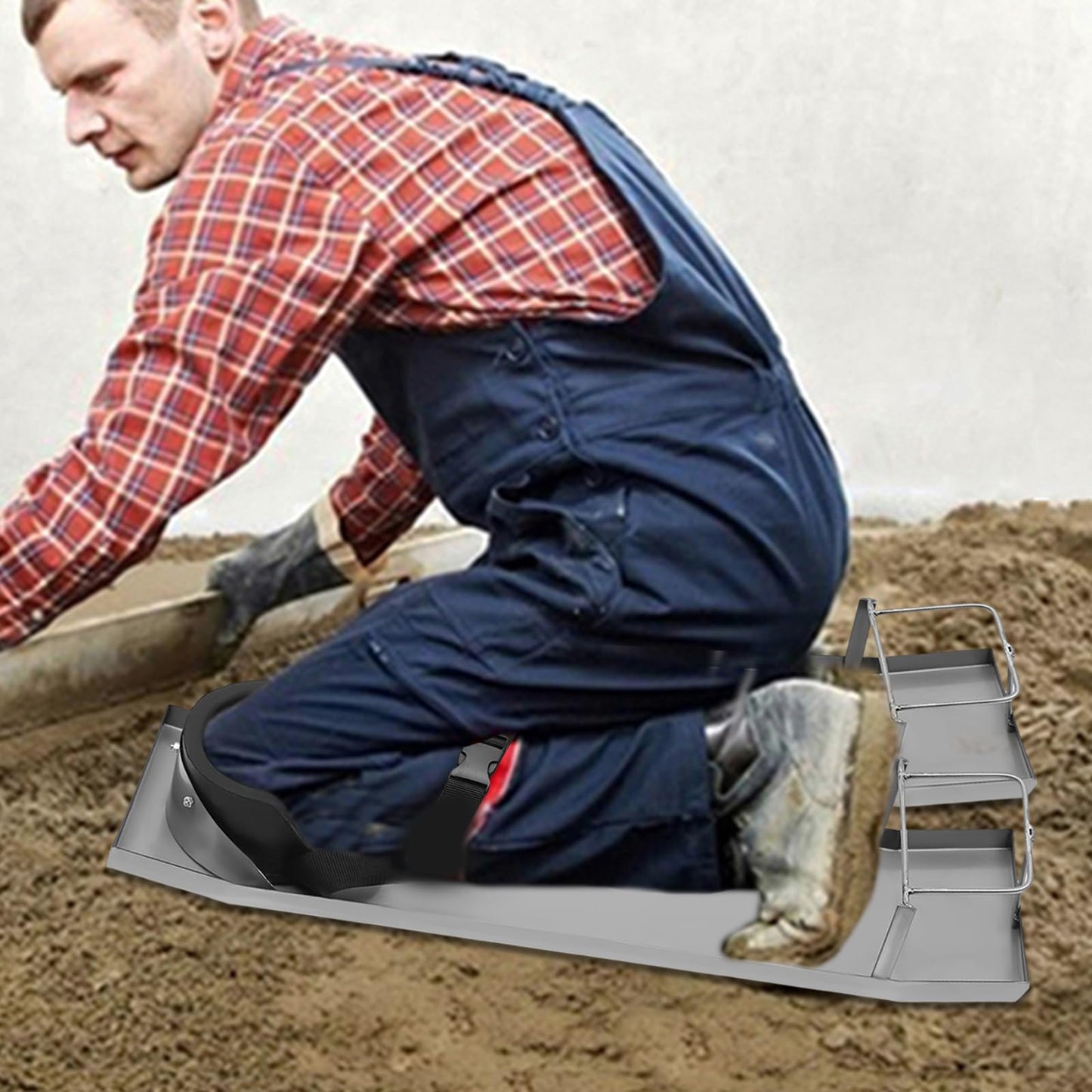 27“ x 8” Concrete Knee Plate Slider Knee Plate, Knee Plate 201 Stainless Steel Knee Plate for Cement and Concrete Finishing Board Taping
