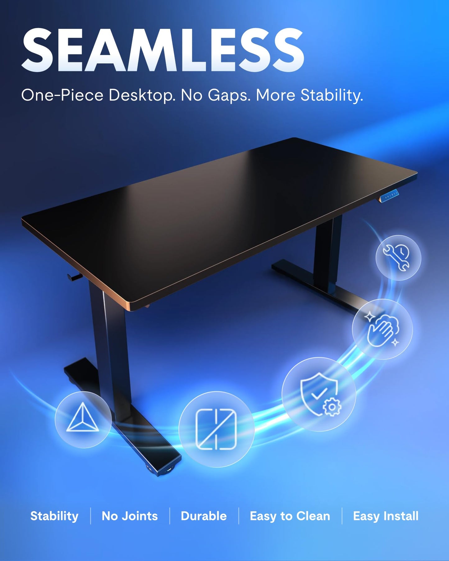 FLEXISPOT EN1 One-Piece Standing Desk, 48"x24" Seamless Desktop Electric Height Adjustable for Home Office, Study Rooms & Multi-Device Workstations, Black