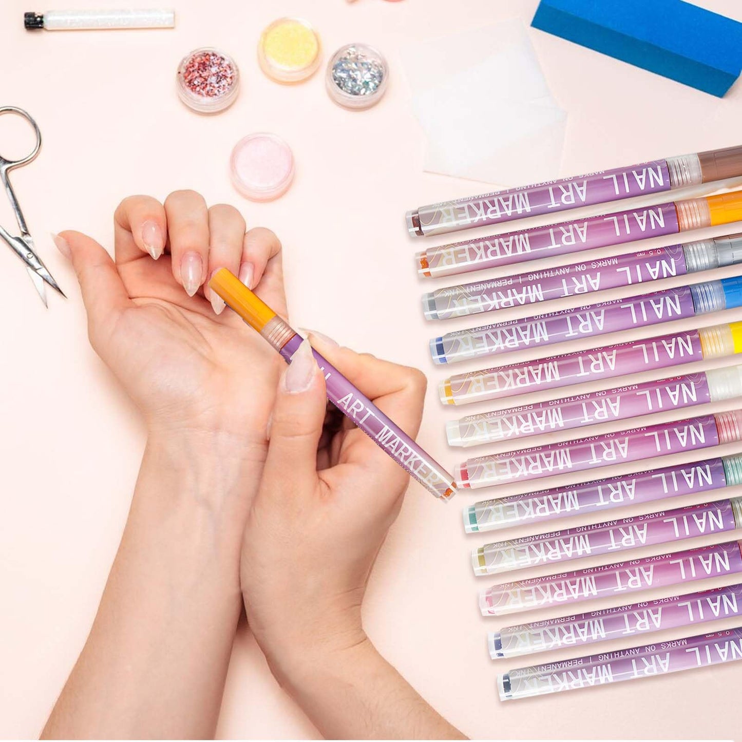 12 Colors Nail Art Pens for Painting Nails - DIY Acrylic Drawing, Dotting, Liner, Polishing, Graffiti, Detailing - for Home, Salon, and Gifts for Women