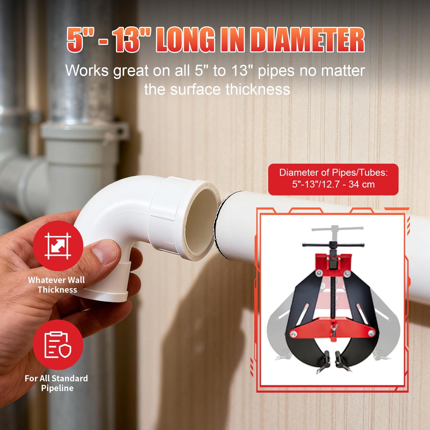Alwalkee 5" to 13" Heavy Duty Pipe Alignment Clamp, Professional Welding Clamp with Quick Release