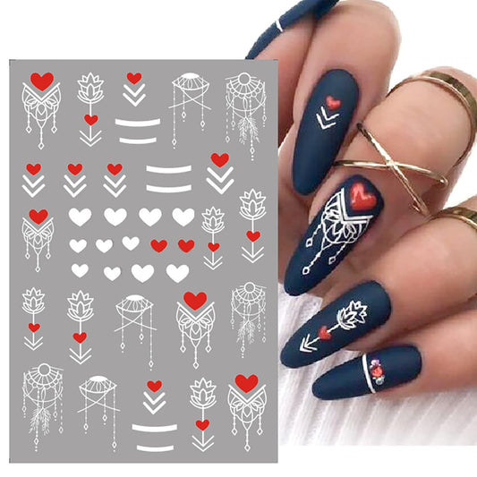 Pendant Flowers Nail Art Adhesive Sticker 3D Self-Adhesive Nail Decals Art Design Holographic Stars Heart Moon Nail Art Sticker Decoration for Women Manicure Tips Acrylic Nails DIY Nails Art Supplies