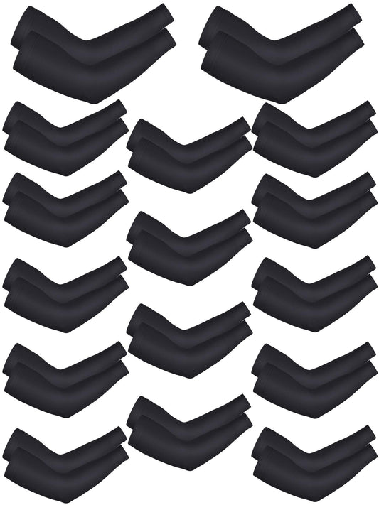 Bememo 16 Pairs UV Sun Protection Arm Sleeves for Men Women Cooling Arm Sleeves for Sports Workouts Tattoo Covers(Black)