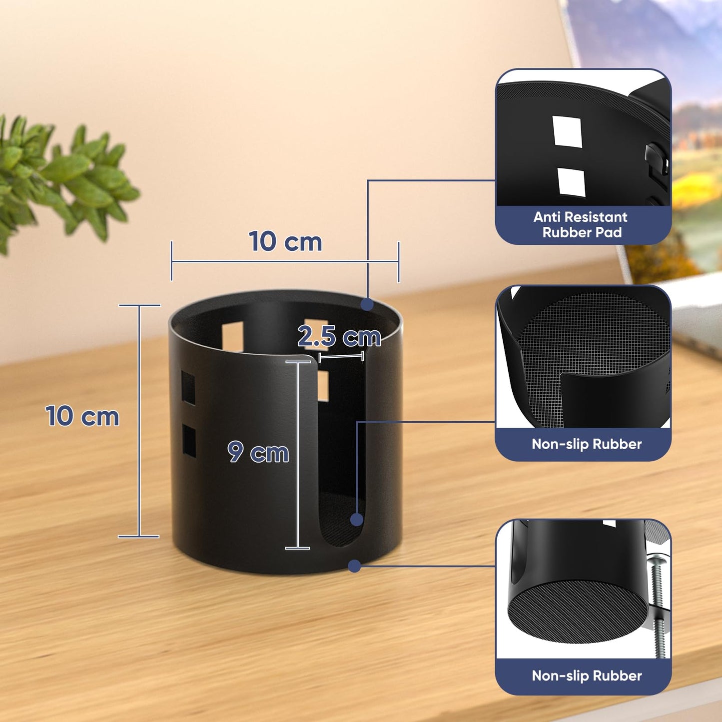 OOKUU Anti-Spill Cup Holder for Desk or Table & No Drill Adjustable Desk Side Laptop Holder
