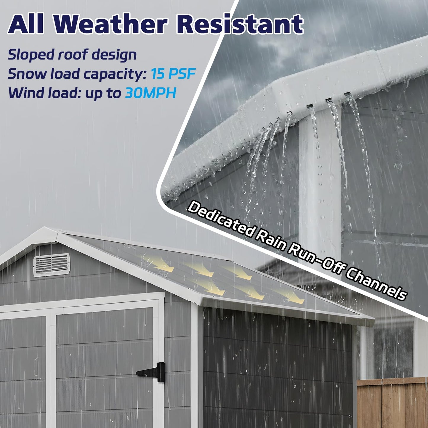 LARBANKE 6×4FT Outdoor Storage Shed with Floor and Slop Roof,Waterproof Garden Storage Shed with Lockable Door&Window,Resin Shed with Ramp&Vent Suitable for Patio,Backyard,Garden,Lawn,Gray