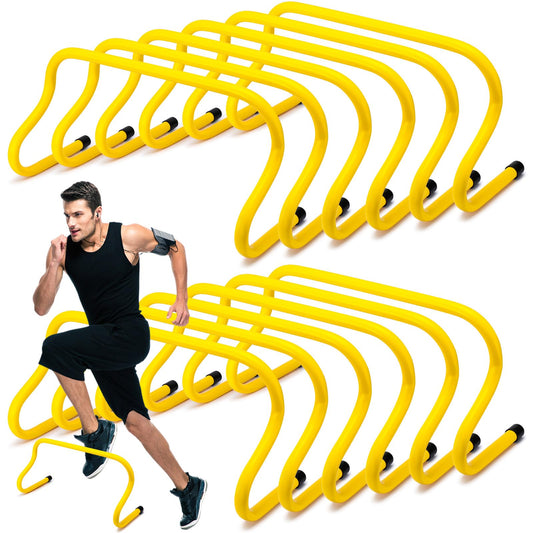 Wettarn 12 Pcs 9" Speed Training Agility Hurdles for Athletes Reliable Training Hurdle Plyometric All Purpose Practice Equipment for Soccer Basketball Football(Yellow)