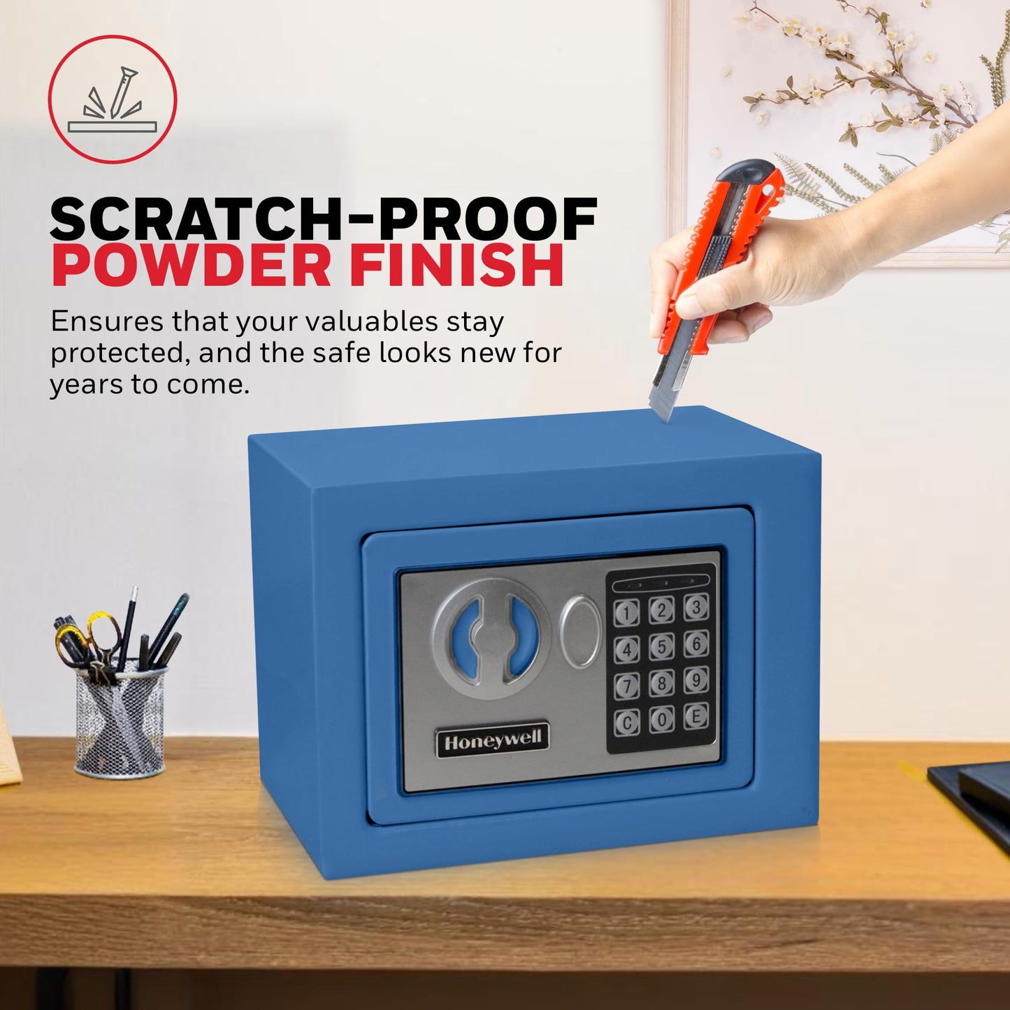 Honeywell Safes & Door Locks 5005B Steel Security Safe with Digital Lock, 0.17-Cubic Feet, Blue