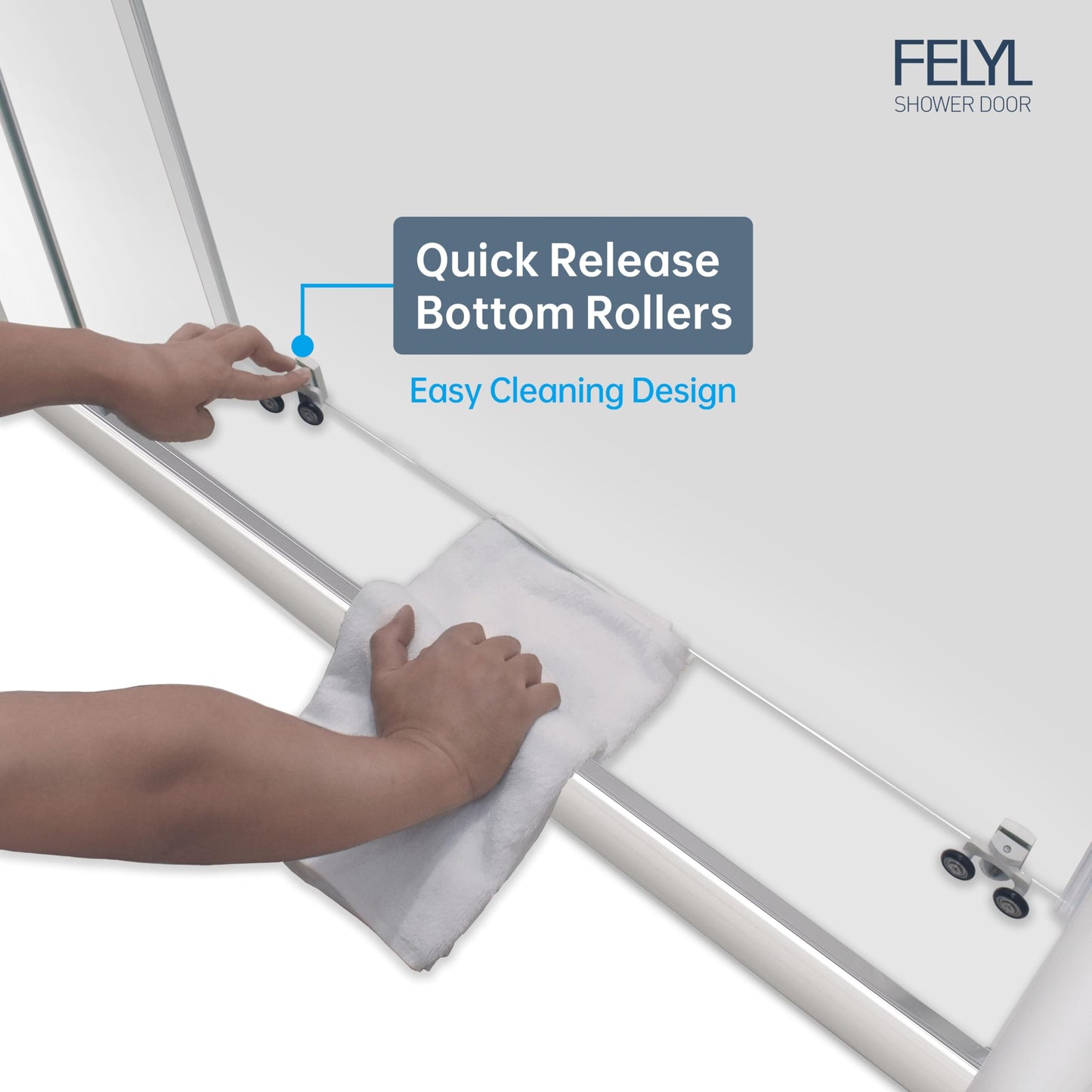 FELYL 72" Sliding Shower Door 67-72" W x 72" H, Chrome Finish, Single Sliding Door, Framed, Clear 1/4" (6mm) SGCC Tempered Glass, Reversible Installation