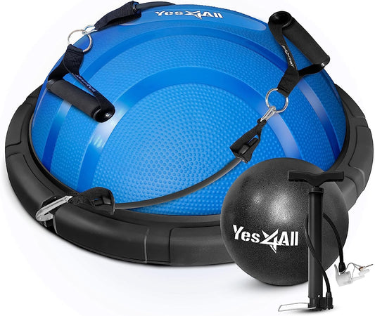 Yes4All 880LBS Half Ball Balance Trainer, Pilates Balance & Stability Ball for Exercises, Home Gym, Floor & Full Body Workouts, Upgrade Combo - Black/Blue