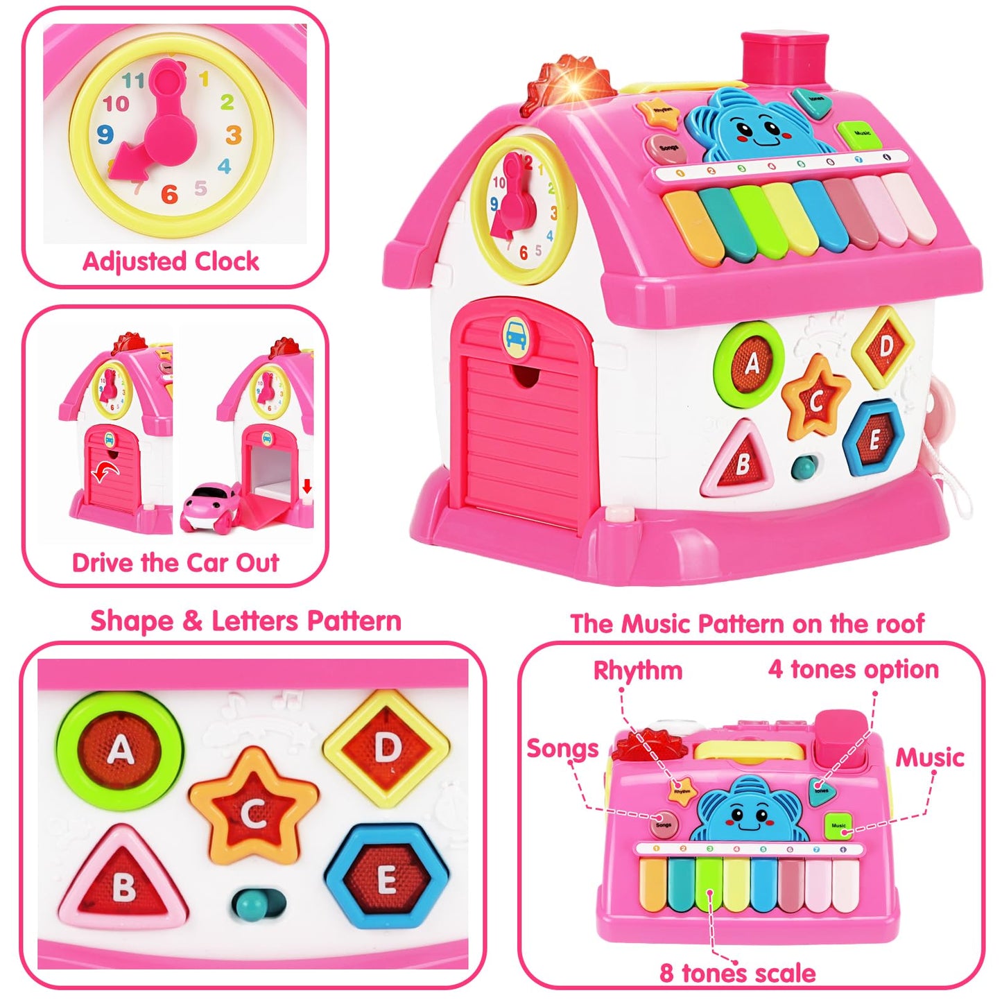 Toys for 1+ Year Old Girl Gifts: Montessori Musical Toddler Toys Age 1-2 - 8-in-1 Multi-Functional House Educational Baby Girl Toy 12-18 Months - First Birthday Gift for 1 2 Year Old Girls Boys Kids