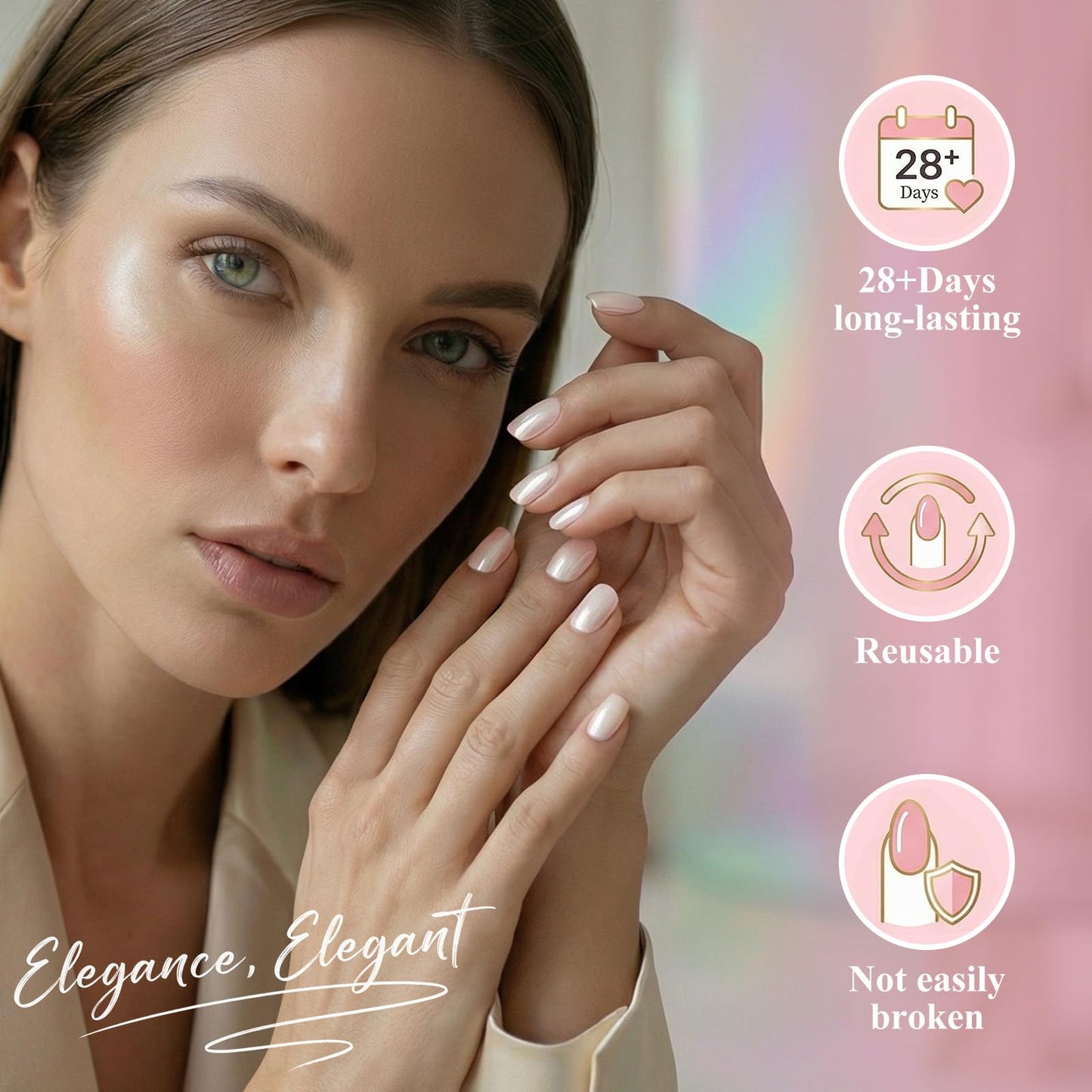 Bioday Bright White Press on Nails Short Square, Soft Gel Fake Nails Press on with Glue, 30Pcs Reusable Stick on Nails in 15 Sizes, Salon Quality False Nails for Women Spring Summer Vacation Gift