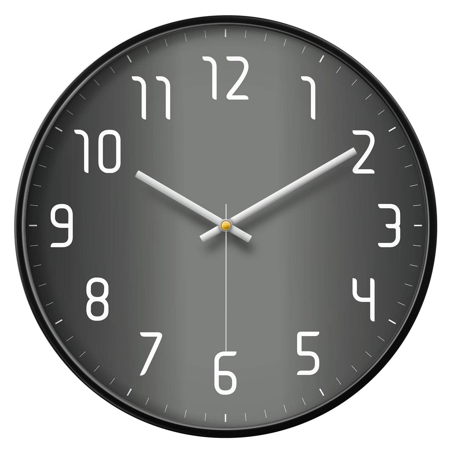 SCOAGE 12'' Modern Minimalist Black & Grey Wall Clock, Silent Non-Ticking Battery Operated Analog Clock with Easy to Read Large Numbers for Home Office, Bedroom, Kitchen, Living Room Decor