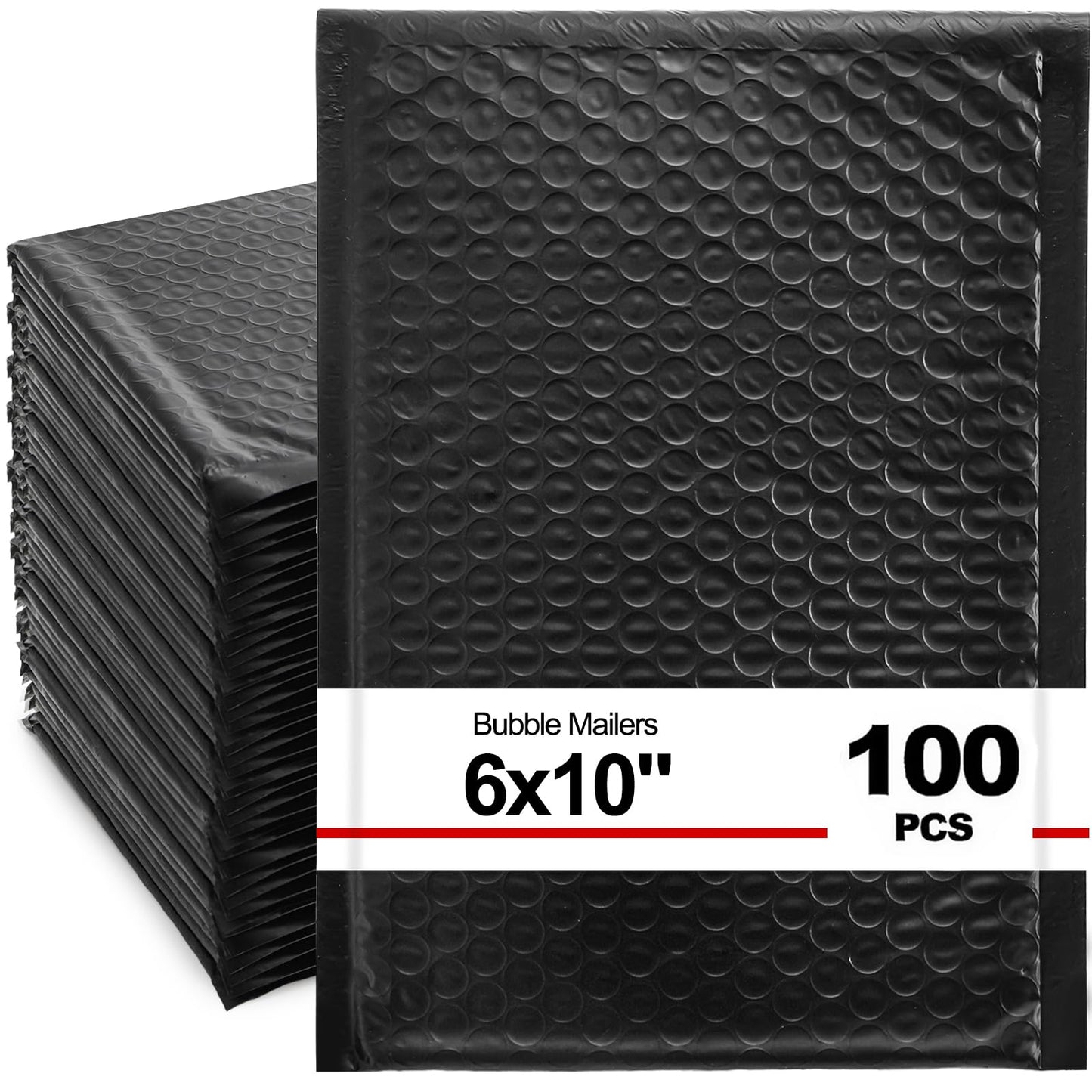 Nicunom 100 Pack Bubble Mailers 6x10", Usable Size 6x9" Self Seal Padded Envelopes Opaque Poly Wrap Bubble Bags Waterproof Shipping Bags for Small Business Mailing Makeup Jewelry Gifts, Black