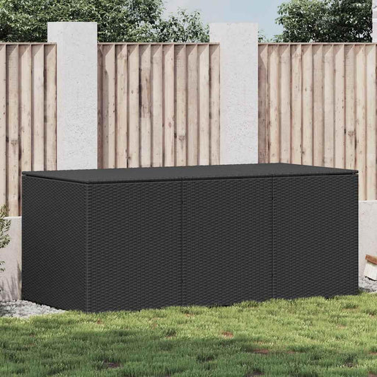 Kalmrek Poly Rattan Patio Storage Box with Gas Lift 70.9"x35.4"x27.6" Black, Weatherproof Outdoor Deck, Garden Bench Chest Organizer for Cushions, Tools, Toys, Firewood