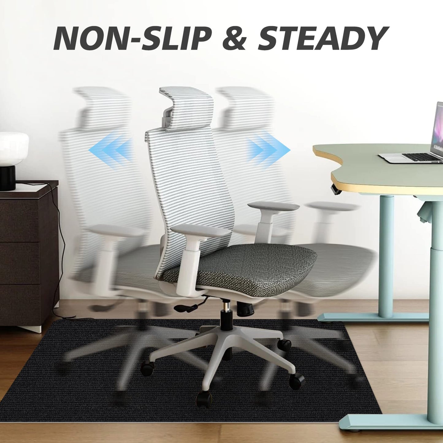 Sycoodeal Office Chair Mat for Hardwood Floor,Office Computer Gaming Chair Mat for Tile Floor,Large Floor Protector Rug,Anti-Slip,Easy to Clean,Carbon-Black (48"x60")