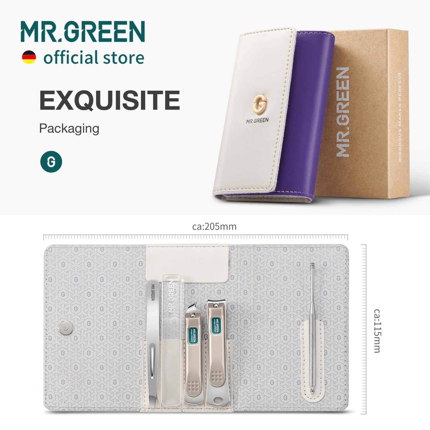 MR.GREEN Colorful Manicure Set Practical Pedicure Kits Nail Clippers Personal Care Tools Facial Hair Scissors with Fashion Case (Mr-6684 Purple)
