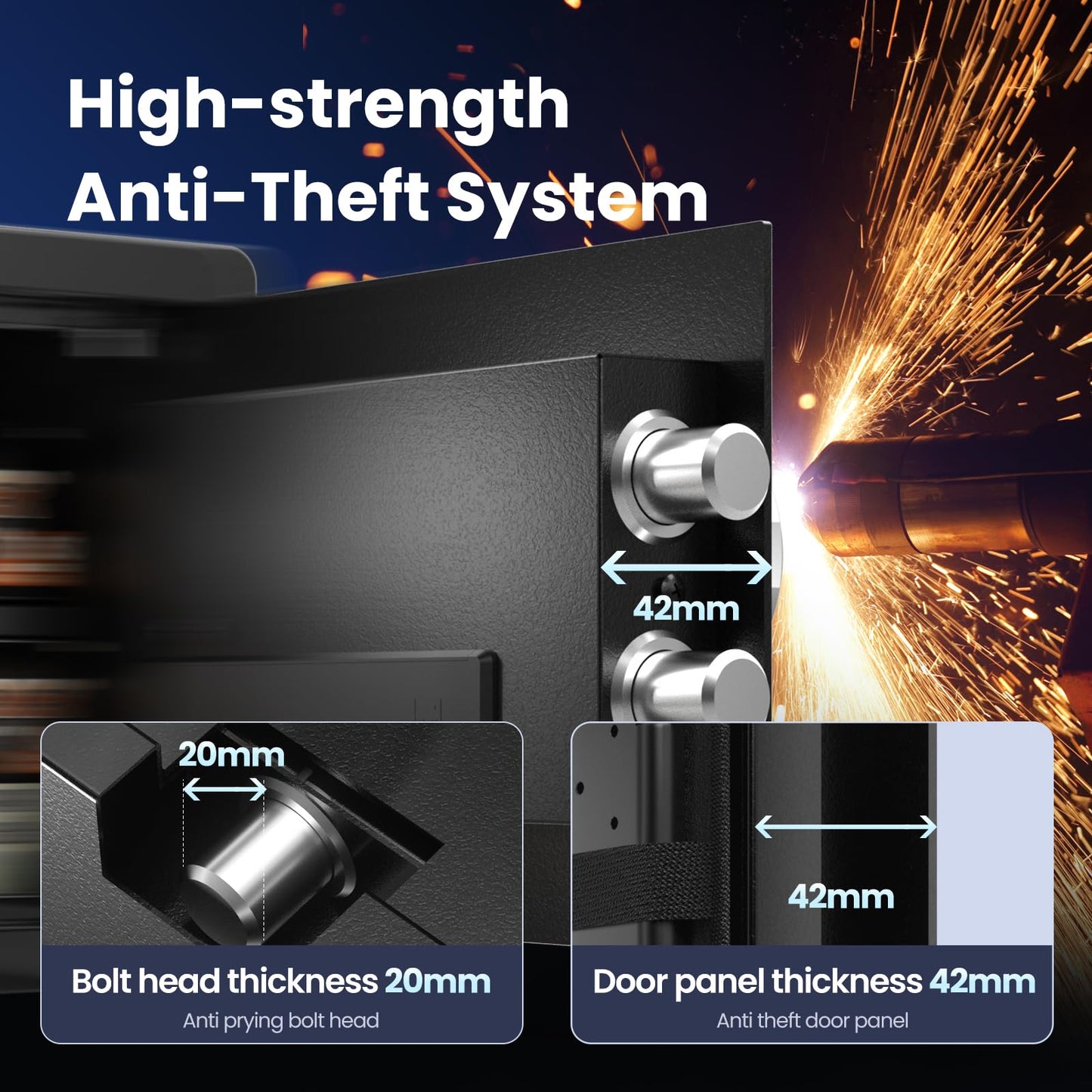 Grimtron 𝟐𝟎 𝐋𝐁 Smart Biometric Safe with Fingerprint Lock, Silent Mode, Backlit Keypad and LED Light, Small Caja Fuerte 𝐆𝐢𝐟𝐭𝐬 𝐟𝐨𝐫 𝐌𝐨𝐭𝐡𝐞𝐫‘𝐬 𝐃𝐚𝐲(9.84"H x 9.84"D x 13.78"W)