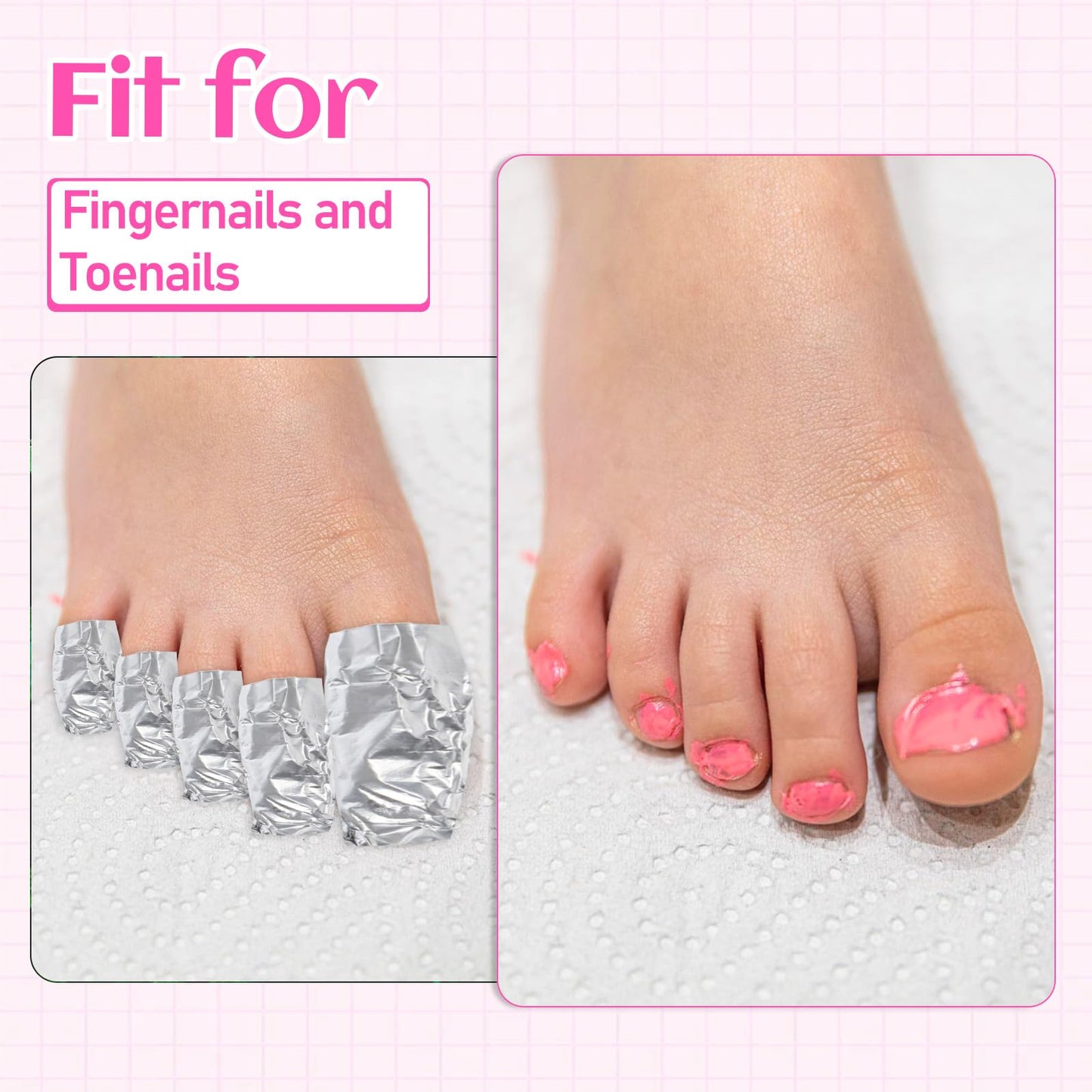 SHENLIU 1000Pcs Nail Polish Remover Foil Wraps Soak Off Foils Pads Gel Nail Polish Removal Tool Kit for Professional Salon & Home Use with Lint-Free Lager Cotton Pad