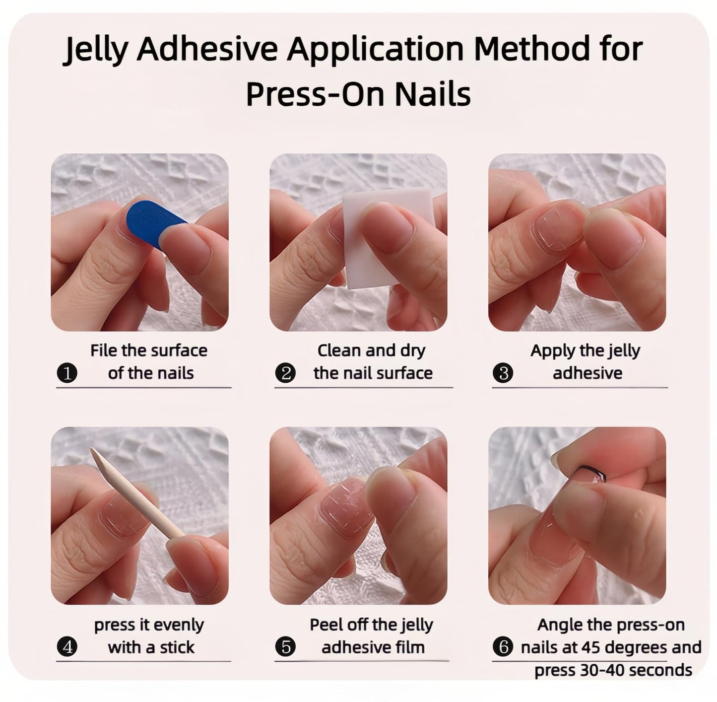 LOHAS Home 3D Carved & Painted Handcrafted Cute Wearable Nails Reusable Long Press-on Nails, Distressed Denim, M