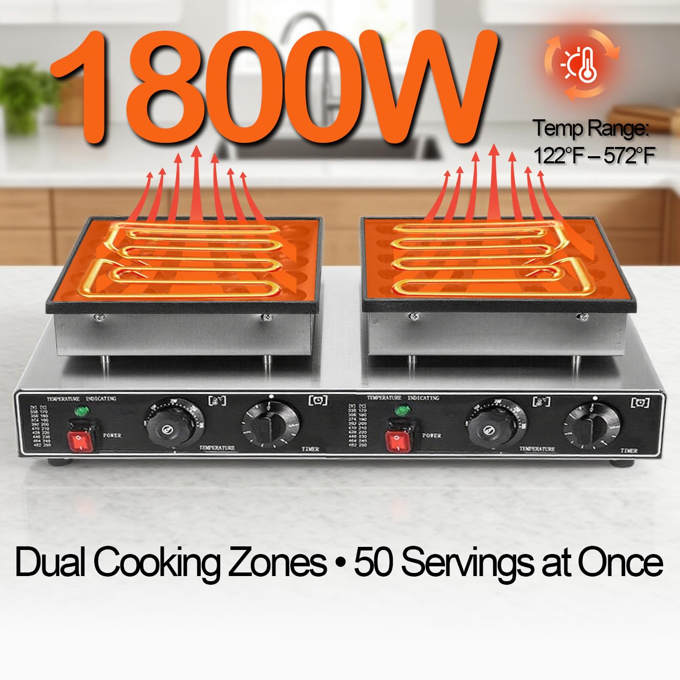 1800W Mini Pancake Maker 50Pcs Two-in-one Round-Shaped and Heart-Shaped Electric Dutch Pancakes Maker Nonstick and Quick Heat-Up for Kitchen Restaurant Breakfast Dessert